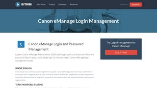 Canon eManage Login Management - Team Password Manager