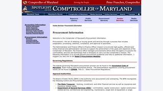 Procurement Information - Comptroller of Maryland