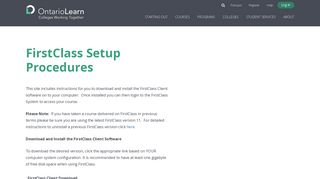 FirstClass Setup Procedures : ontariolearn