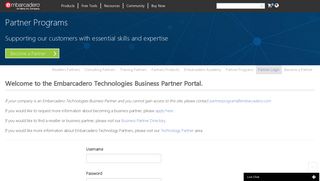Partner Programs: Business Partner Portal - Embarcadero