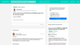 Does anyone have SCOPUS and EMBASE login info for remote access?
