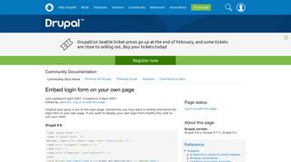 Embed login form on your own page | Drupal.org