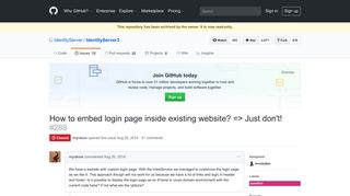 How to embed login page inside existing website? => Just don't ...