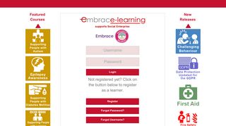 Embrace Learning Learner Management System (LMS) - Login Page