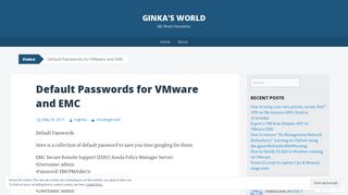 Default Passwords for VMware and EMC | Ginka's World