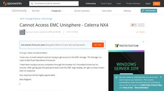 [SOLVED] Cannot Access EMC Unisphere - Celerra NX4 - Data Storage ...