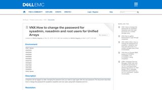 EMC Community Network - DECN: VNX:How to change the password ...