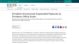 Emdeon Announces Expanded Features to Emdeon Office Suite