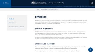 Online Health (Emedical) - Department of Home Affairs