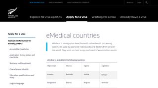 eMedical countries | Immigration New Zealand