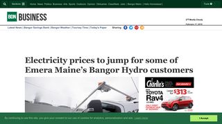 Electricity prices to jump for some of Emera Maine's Bangor Hydro ...