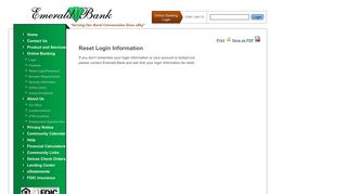 Reset Login/Password - Emerald Bank
