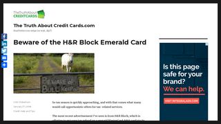 Beware of the H&R Block Emerald Card | The Truth About Credit ...