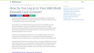 How Do You Log in to Your H&R Block Emerald Card Account ...