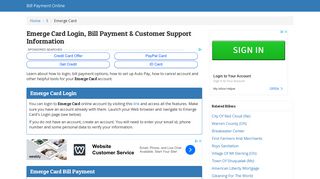 Emerge Card Login, Bill Payment & Customer Support Information