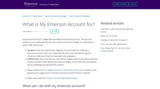 What is My Emerson Account for? – Emerson IT Help Desk
