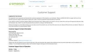 Customer Support - Emerson Ecologics