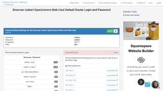 Emerson Liebert OpenComms Web Card Default Router Login and ...