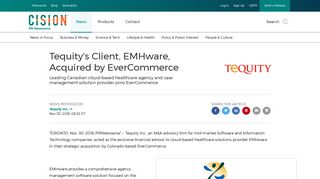 Tequity's Client, EMHware, Acquired by EverCommerce - PR Newswire