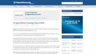 EmigrantDirect Savings Now 4.00% - Deposit Accounts