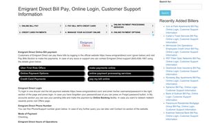 Emigrant Direct Bill Pay, Online Login, Customer Support Information