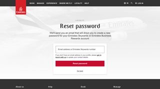 Reset password | Login | Emirates India