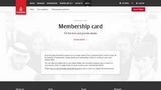 Membership card | Contact us | Emirates