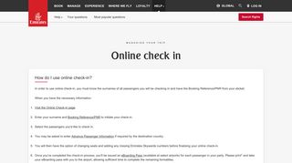 How do I use online check-in? | Managing your trip | FAQ ... - Emirates