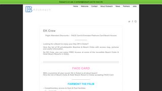 FACE Card & Emirates Platinum Card Beach Access, EK Crew