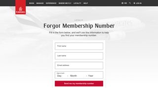 Forgot Membership Number | Login | Emirates United Kingdom