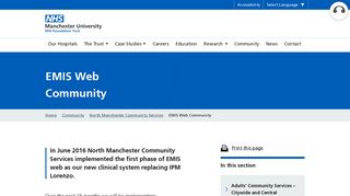 EMIS Web Community - Manchester University NHS Foundation Trust