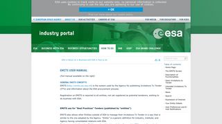 EMITS User Manual / How to do / Business with ESA / About Us / ESA