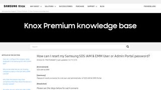 How can I reset my Samsung SDS IAM & EMM User or Admin Portal ...