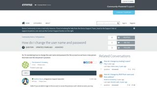 How do I change the user name and password | Emma Community