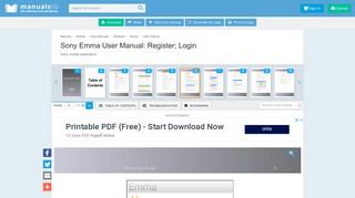 Register; Login - Sony Emma User Manual [Page 6] - ManualsLib