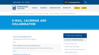 E-mail, Calendar and Collaboration | IT Services ... - Emmanuel College