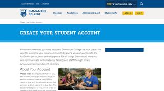 Create Your Student Account - Emmanuel College