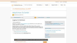 Logging in to SiteWizard - CS Professional Suite - Thomson Reuters