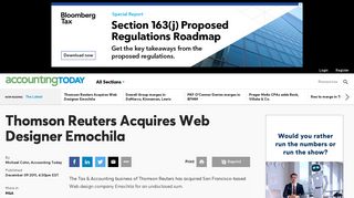 Thomson Reuters Acquires Web Designer Emochila | Accounting Today
