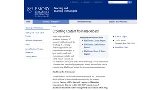 Exporting Content from Blackboard - Teaching ... - Emory University