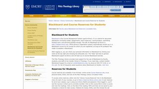Blackboard and Course Reserves for Students - Pitts Theology Library
