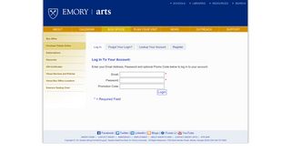 Arts at Emory Box Office | Login - Emory University