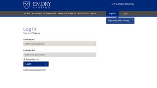 Emory University | Off Campus Housing Search | Account Login