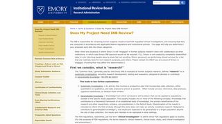 Does My Project Need IRB Review? - Emory IRB - Emory University