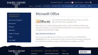 Microsoft Office • Information Technology • Emory & Henry