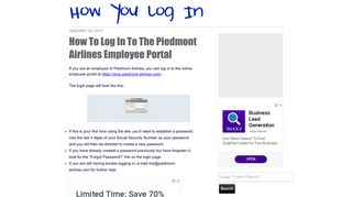 How To Log In To The Piedmont Airlines Employee Portal