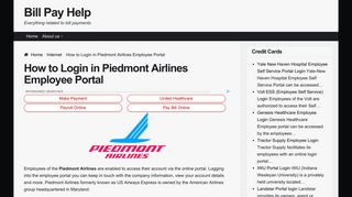 Piedmont Airlines Employee Portal Login | Bill Pay Help