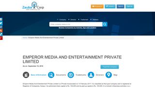 EMPEROR MEDIA AND ENTERTAINMENT PRIVATE ... - Zauba Corp