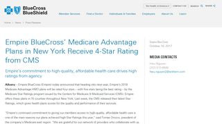 Empire BlueCross' Medicare Advantage Plans in New York Receive 4 ...