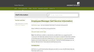 Employee/Manager Self Service Information - University of Leeds ...